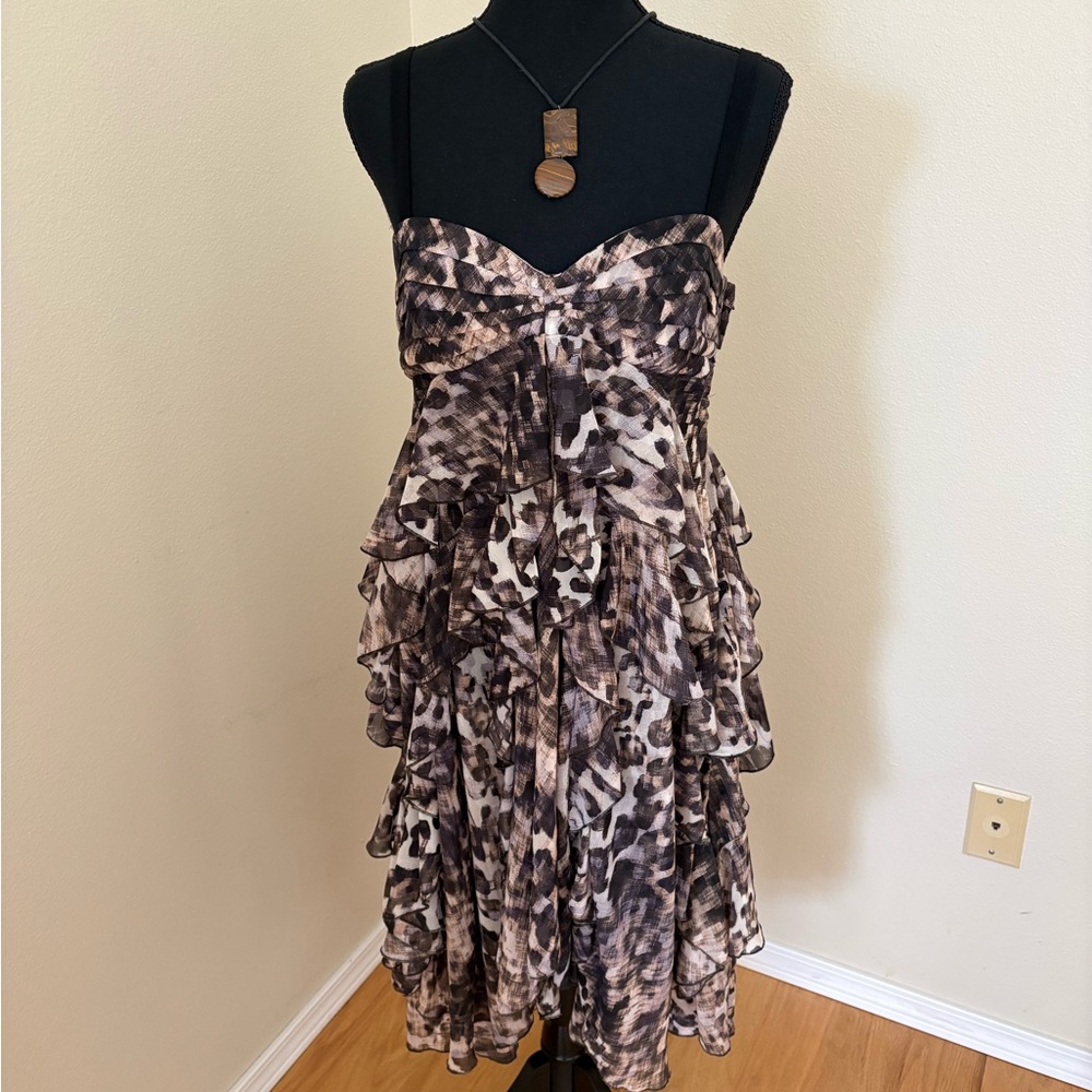 H&M Strapless Dress in Brown Pattern